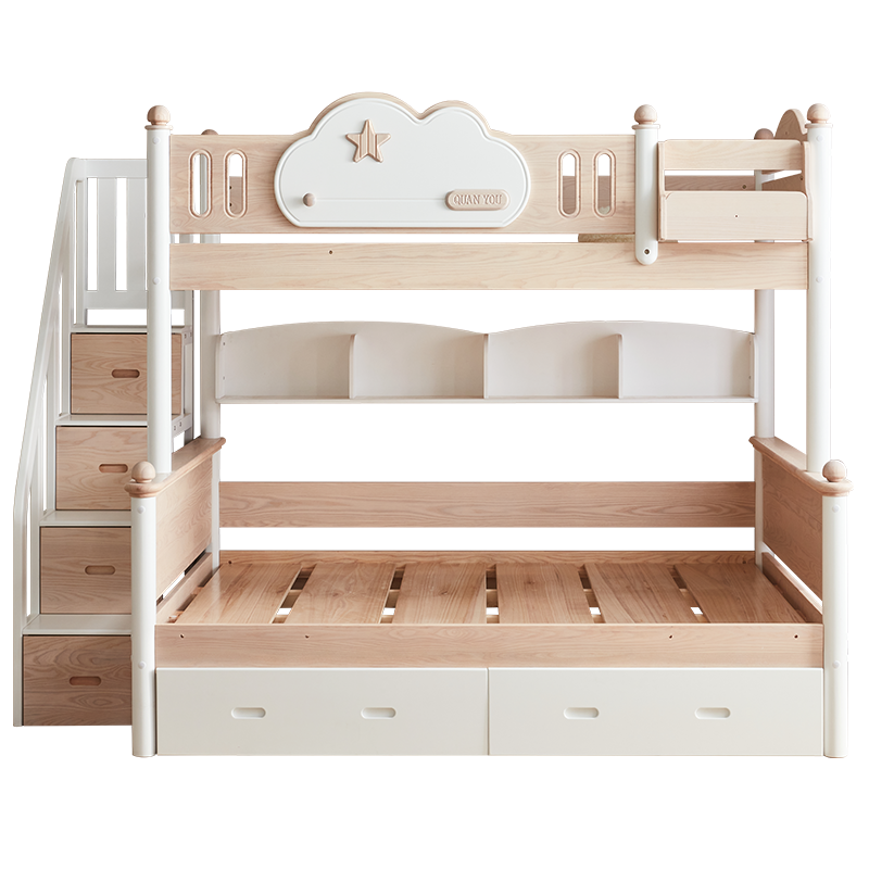 全友家居 青少年双层全实木床原木风高低上下铺男孩女孩卧室床