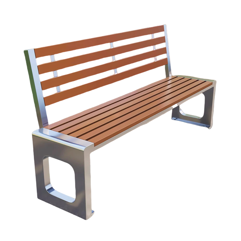 迅迈 不锈钢回型靠背180*40*85cm公园椅户外长椅长条凳子室外防腐塑木小区商场休闲座椅庭院