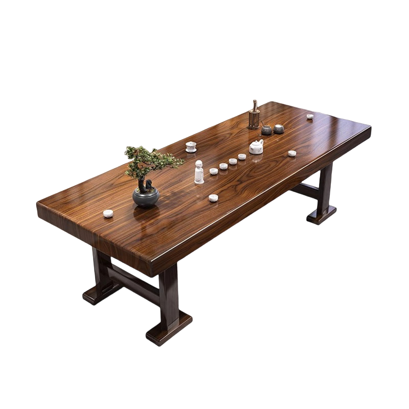 迅迈 1800*800*730mm四抽屉款1.8米湿泡桌+1豪华椅4围椅 桌面内嵌石茶盘大板实木原木茶桌椅组合新中式茶几