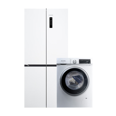 西门子(SIEMENS)冰洗套装497L超薄微平嵌十字星冰箱+10kg洗烘一体KC502080EC+WN52A1004W