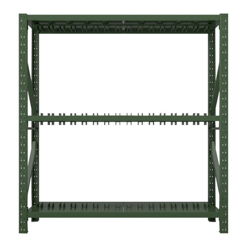 东升顺消防铁锹镐农具摆放架安保装备器材存放架绿色货架双层盾牌中型-主架