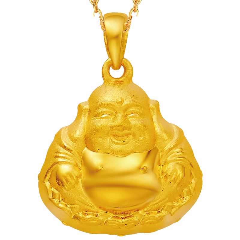 周大福金吊坠笑口弥勒佛足金黄金吊坠计价(工费:80元)F219796
