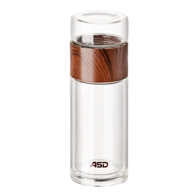 爱仕达(ASD)玻璃杯280ml水杯茶水分离双层隔热办公室宿舍泡茶耐热高硼硅玻璃杯家用男女便携玻璃杯泡茶杯 [双层隔热]