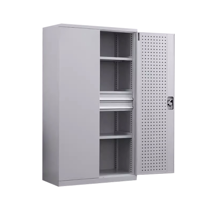 阿拉贡重型工具柜加厚物件工具储物柜工厂铁皮柜汽修厂零件收纳柜白色四层二抽带挂板