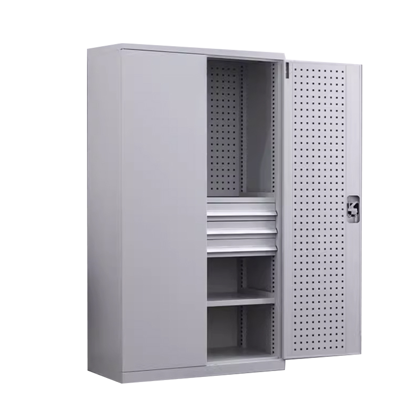 阿拉贡重型工具柜加厚物件工具储物柜工厂铁皮柜汽修厂零件收纳柜白色三层三抽带挂板