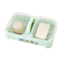 肥皂盒学生免打孔沥水带盖双格卫生间多功能收纳盒香皂肥皂一体盒