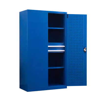 阿拉贡重型工具柜加厚物件工具储物柜工厂铁皮柜汽修厂零件收纳柜蓝色四层二抽带挂板
