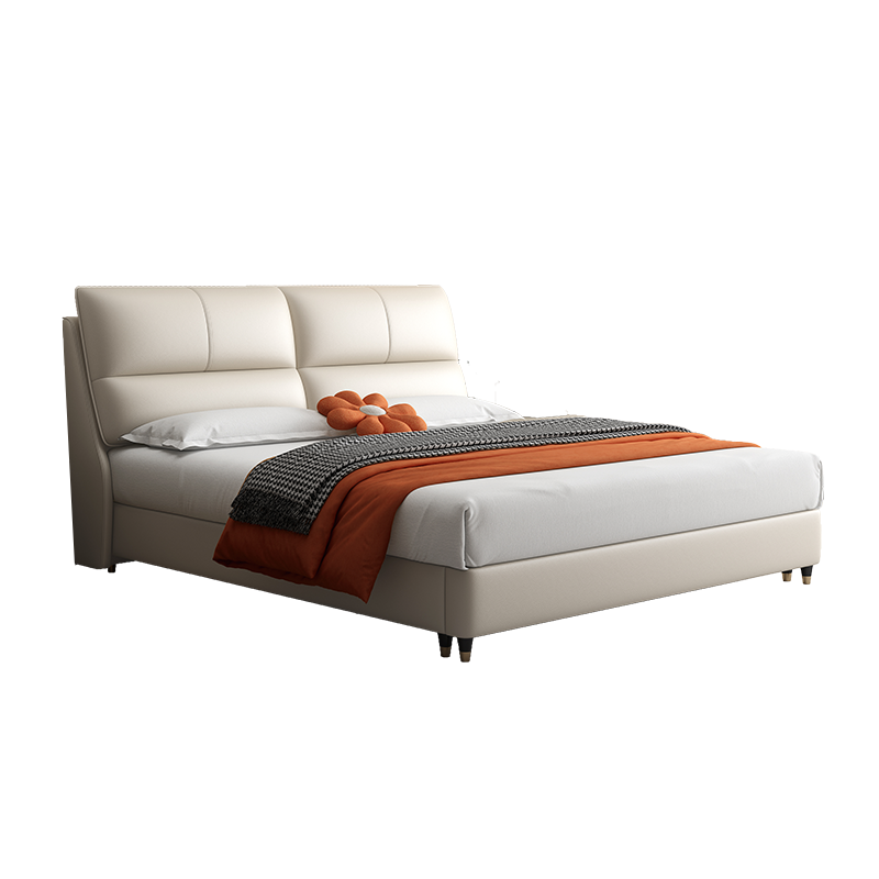 多功能储物轻奢意式高箱主卧室大床双人床真皮床883