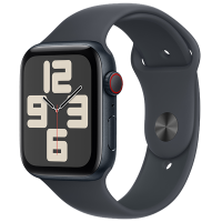 MXHV3CH/B Apple Watch SE 蜂窝 44 毫米午夜色铝金属表壳 午夜色运动型表带-M/L