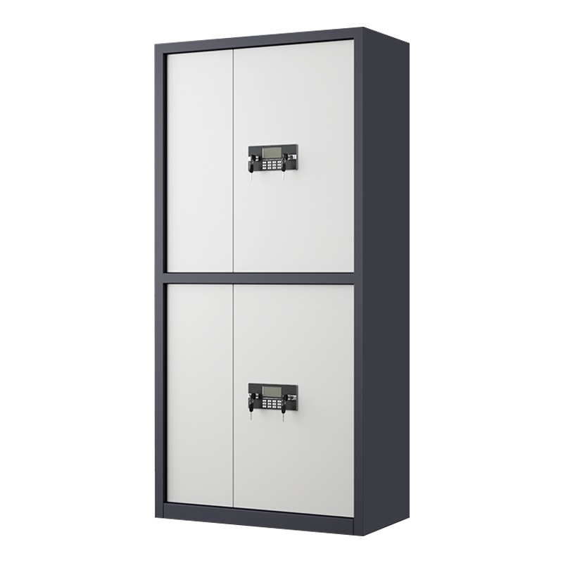 豪利特指纹电子保密柜钢制密码文件柜档案柜矮柜资料柜办公柜通双节灰白色:电子密码锁
