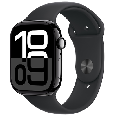 MWYK3CH/B Apple Watch S10 蜂窝 46 毫米亮黑色铝金属表壳 黑色运动型表带-M/L