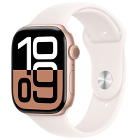 MWYM3CH/B Apple Watch S10 蜂窝 46 毫米玫瑰金色铝金属表壳 淡桃粉色运动型表带-S/M