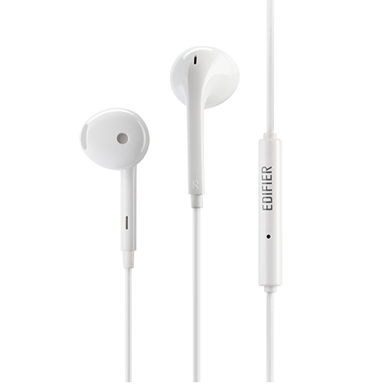 EDIFIER/漫步者H180plus半入耳式手机电脑通话音乐耳机简便线控无感佩戴高性价比线控耳机通用白色