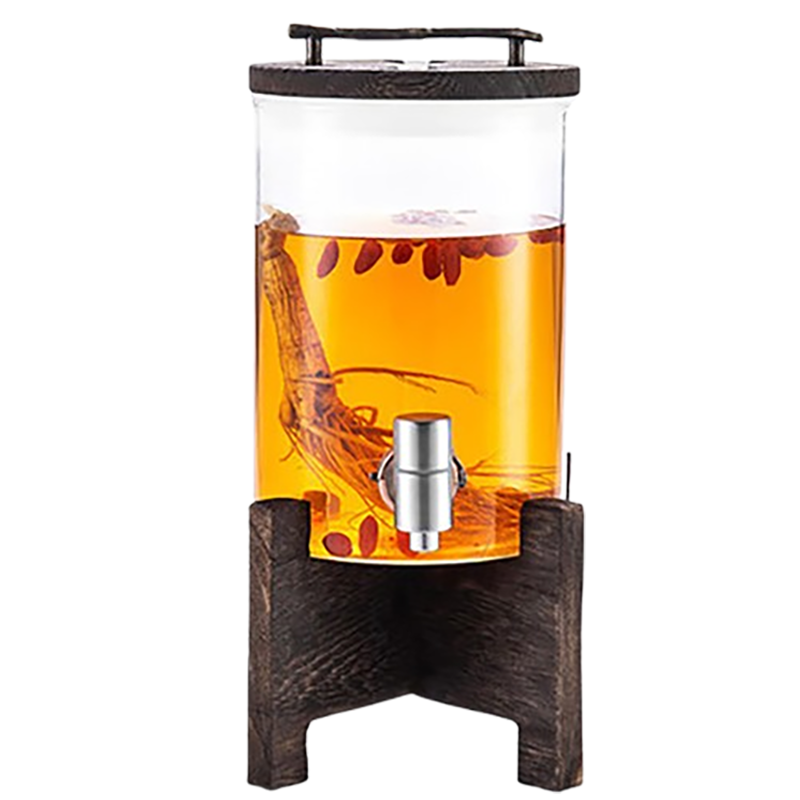 美厨密封罐泡酒瓶泡酒坛高硼硅玻璃酒桶带底座10斤装MZX587