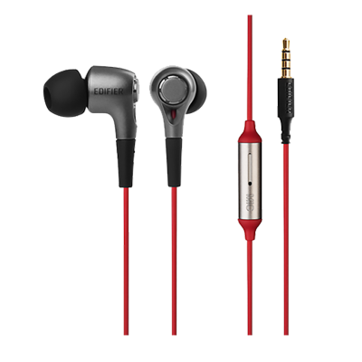 EDIFIER/漫步者 H230P 有线耳机重低音高音质线控带麦克风K歌视频笔记本电脑 黑红色