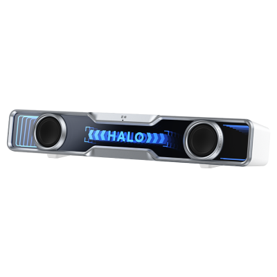 EDIFIER/漫步者花再Halo Soundbar电脑音响台式重低音蓝牙5.4桌面电竞游戏音箱USB有线一体 破晓白