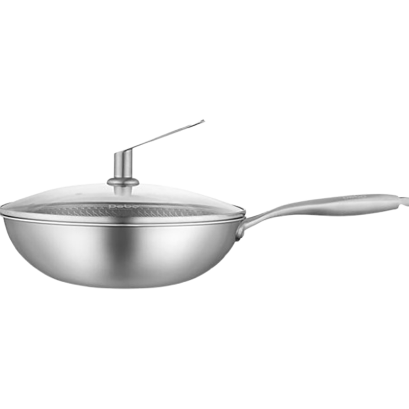 德铂炒锅32cm马里奥304不锈钢不粘炒锅DEP-729