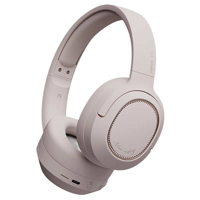 EDIFIER/漫步者 Free Pro 花再主动降噪蓝牙耳机头戴式手游无线游戏耳麦2022年新款w820nb 烟灰粉色