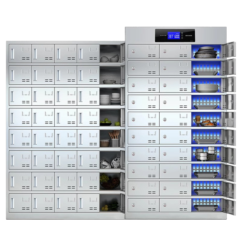 迅迈 24餐盘柜 不锈钢食堂碗柜学校餐具餐厅员工一体餐盘柜多格门饭盒储物柜定制