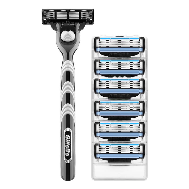 吉列锋速3刀片手动剃须刀原装刀架1刀架4刀头男士刮胡刀三层刀片套装