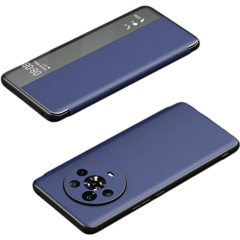 适用 荣耀magic4磨砂保时捷纹智能皮套华为magic4pro全包防摔壳magic4翻盖保护套