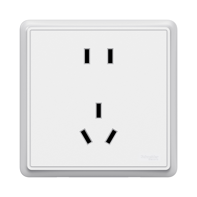 [10支]施耐德电气智意系列五孔插座十支装白/金/灰色 电源插座家用墙壁86型10A5孔