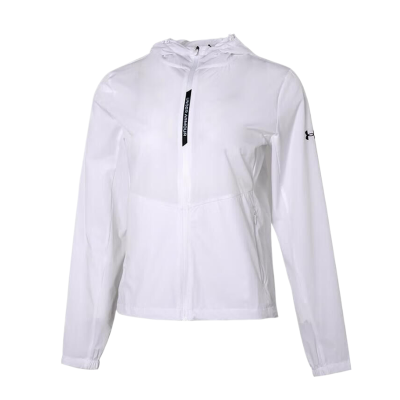 安德玛(Under Armour)外套女子新款梭织轻薄防风衣连帽休闲运动夹克22500410-100 ZP