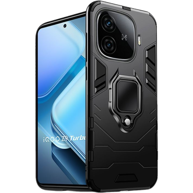 圣幻 适用于iqooz9简约磨砂圆形支架壳qooz9X电镀背板360度支架旋转手机壳iqooz9Turbo+保护套外壳