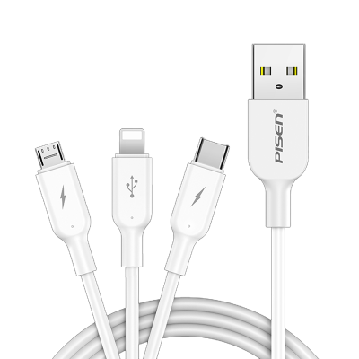 品胜(PISEN) 手机充电线一拖三多口适用苹果iphone1211X 8 7 安卓Micro type-C 1.2米