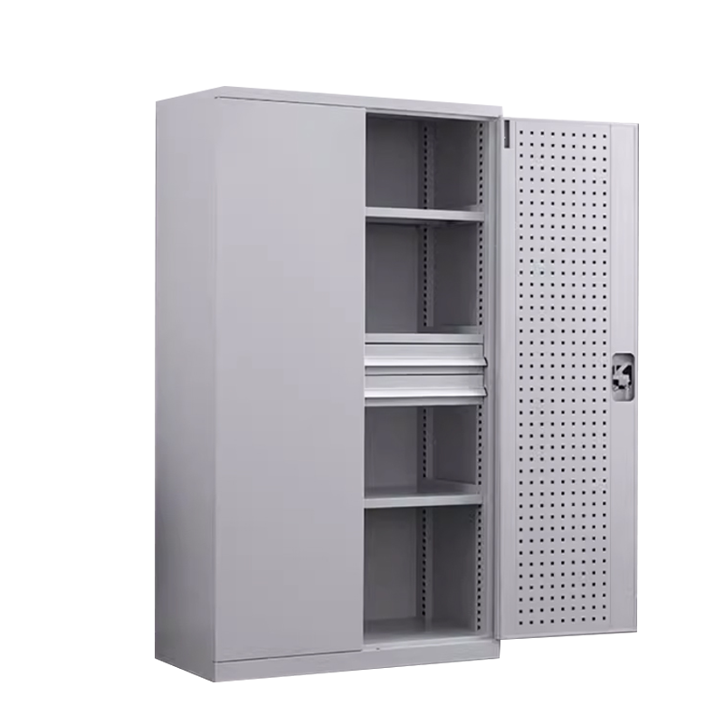 乙壬重型工具柜加厚物件工具储物柜工厂铁皮柜汽修厂零件收纳柜白色四层二抽带挂板