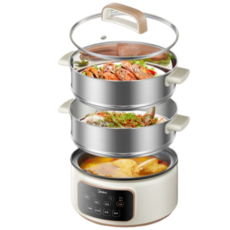 美的(Midea)电蒸锅多功能火锅煮锅家用13.5L三层大容量预约蒸汽锅蒸菜蒸笼可拆洗MZ-ZGC2805