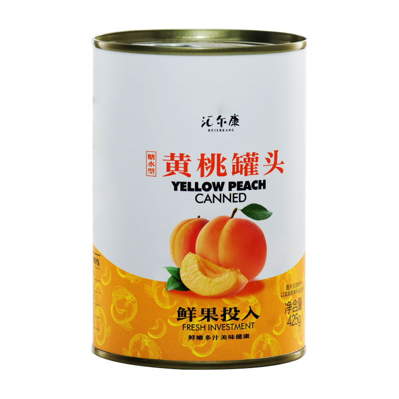 汇尔康(HR) 糖水黄桃罐头 425克X5罐 整箱 水果罐头