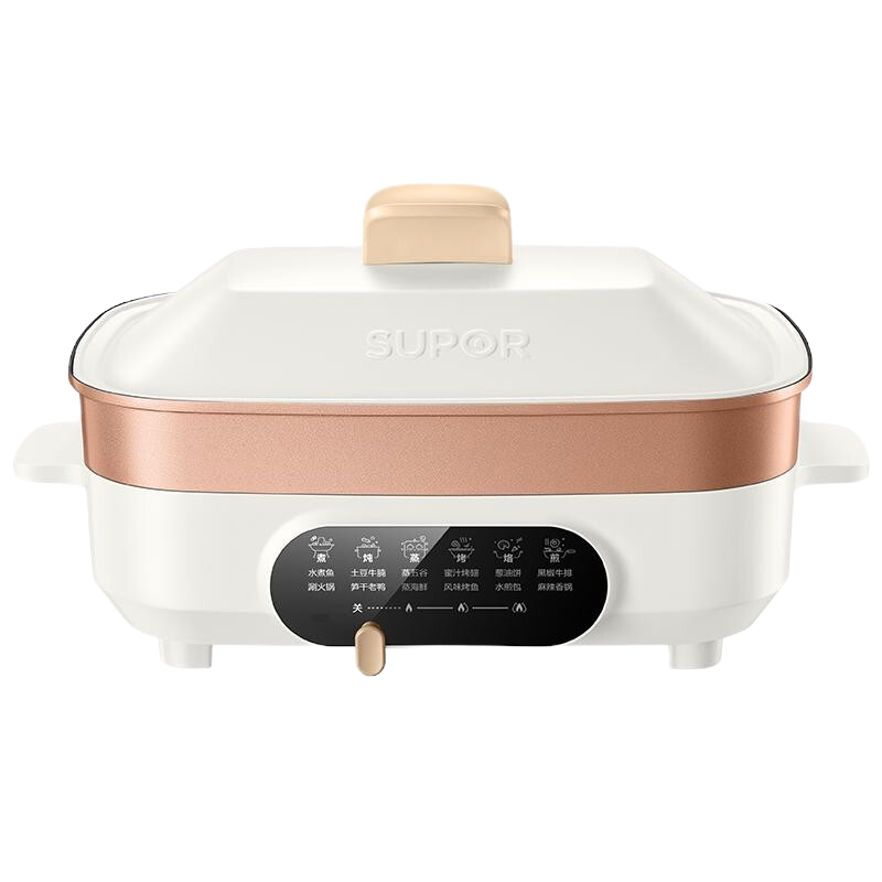 苏泊尔(SUPOR)JD3424D08 料理锅 电烧烤锅电火锅家用电烤锅 煎烤机方形烤盘 85MM加深 多功能