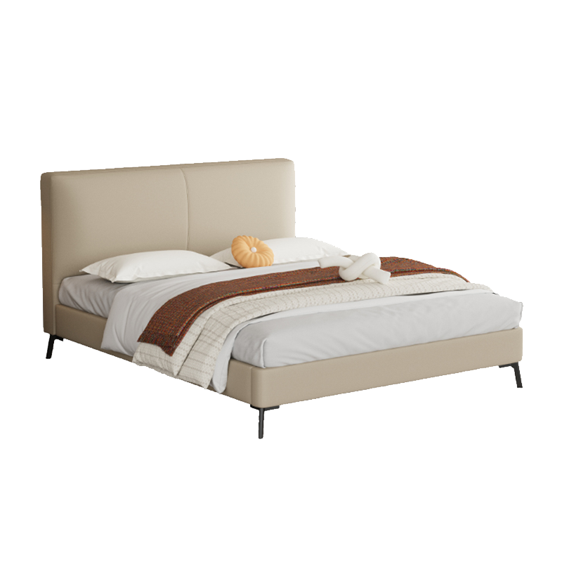 网红小黑牛床次卧轻奢创意真皮落地客厅主卧室家用免洗