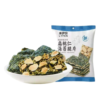 来伊份海苔脆片35g扁桃仁芝麻海苔夹心脆即食儿童零食 扁桃仁海苔脆片