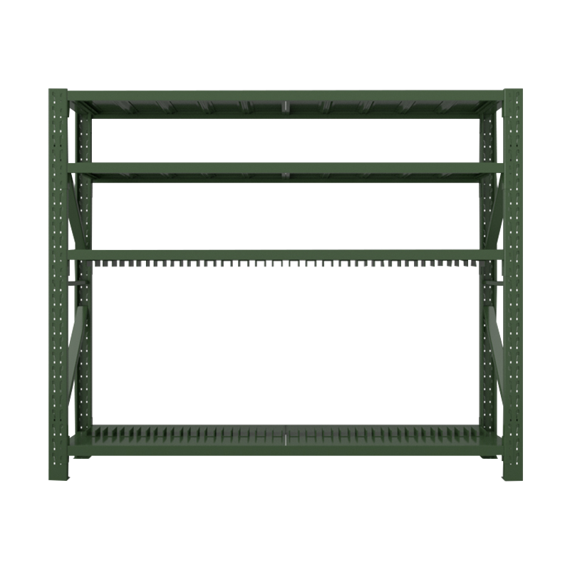 乙壬消防铁锹镐农具摆放架安保装备器材存放架绿色货架大盾牌架中型-主架