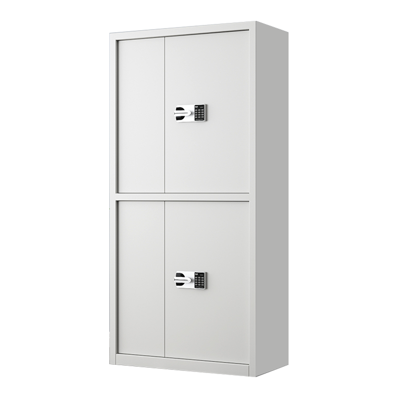 乙壬指纹电子保密柜钢制密码文件柜档案柜办公柜矮柜保密资料柜通双节白色:国保密码锁