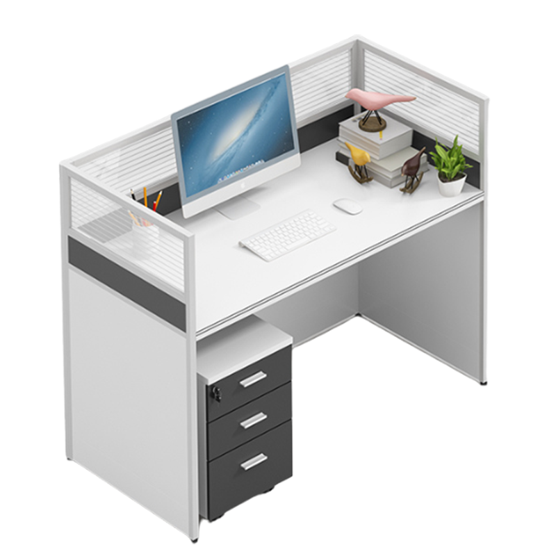 铭威盾简约现代隔断四人位屏风卡座工作位职员办公桌椅组合办公家具一字型带柜