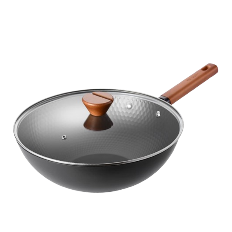 德世朗不粘炒锅32cm龙鳞0氟精铁不粘炒锅DFS-C833A