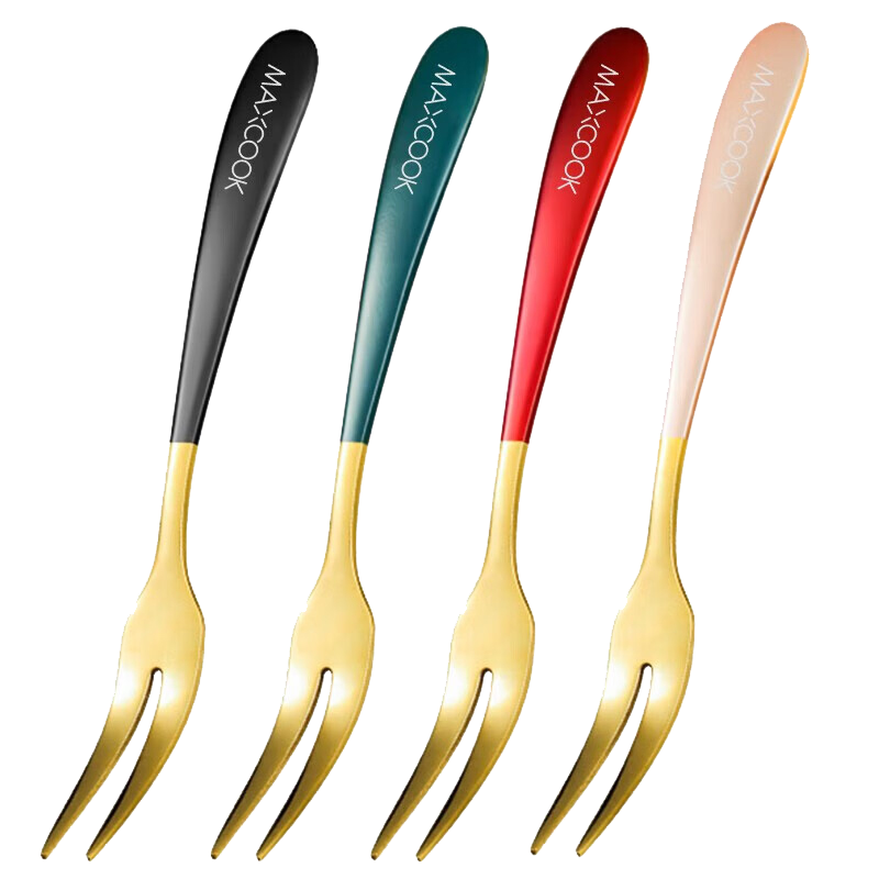 美厨叉彩色4支装304不锈钢水果叉MCGC3660