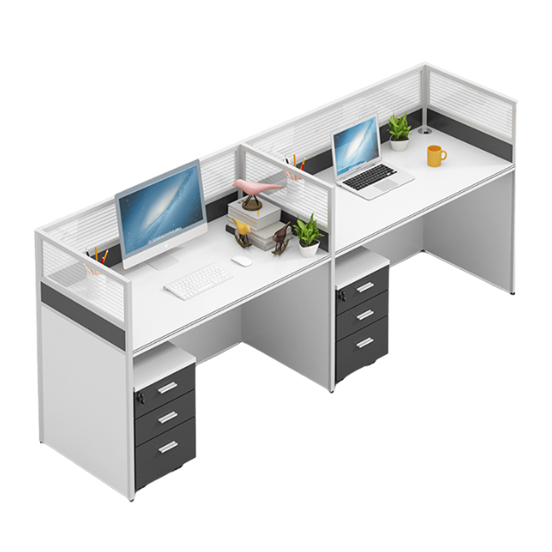汉诺鑫威简约现代隔断四人位屏风卡座工作位职员办公桌椅组合办公家具E字型带柜