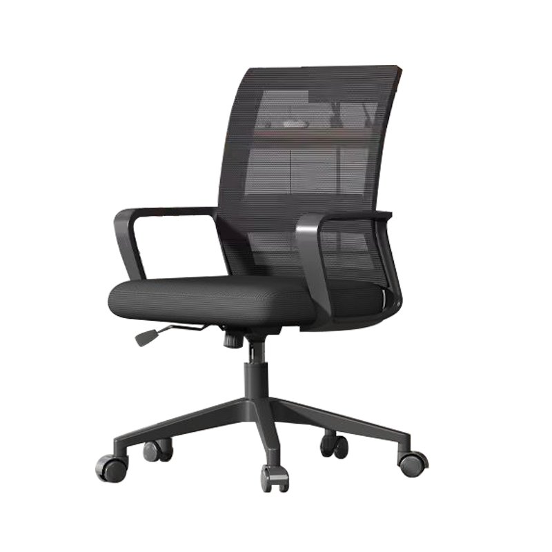 乙壬电脑椅家用办公椅舒适久坐网椅会议室椅职员椅弓形椅工学椅学习椅[升级滑轮款]黑框黑网(宽厚腰拖)