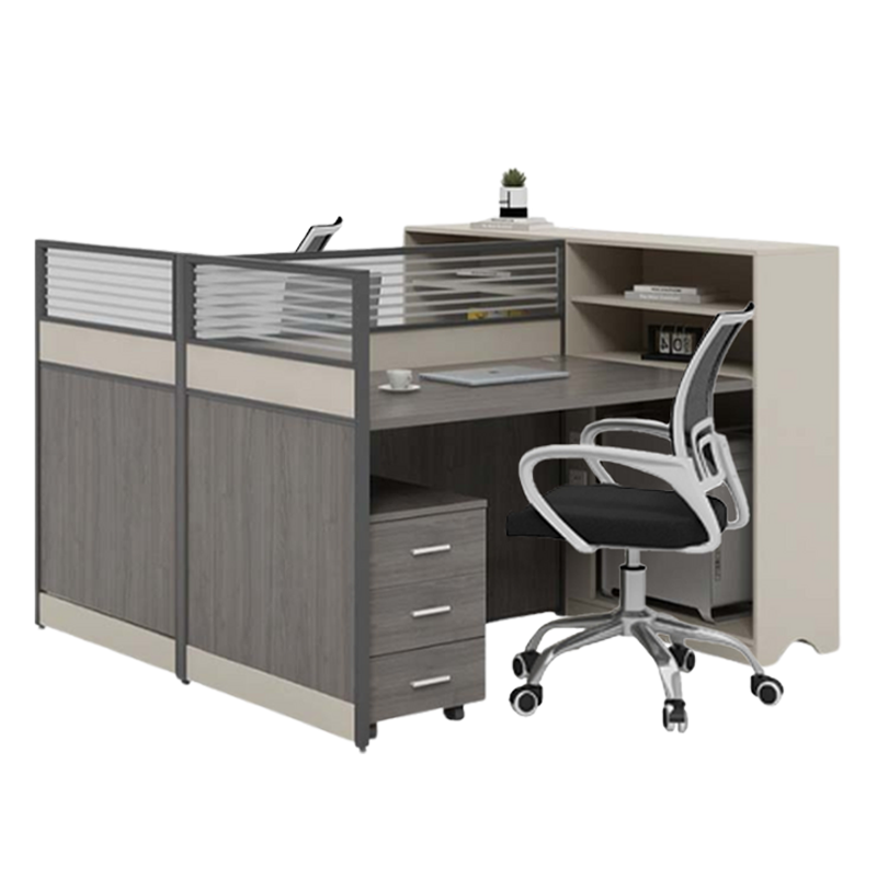 DXBG职员电脑桌现代简约员工位办公桌位桌椅结合屏风员工位对坐双人位(含柜椅)