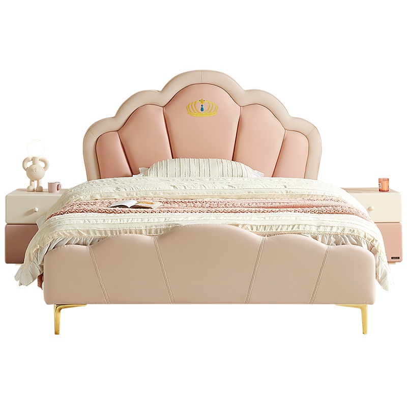 全友家居青少年皮床现代简约公主床 抗菌亲肤卧室储物皮艺床