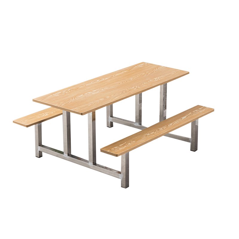 乙壬学校食堂不锈钢餐桌椅4人6人8人位员工饭堂连体快餐桌椅组合6人位防火板 不含器材