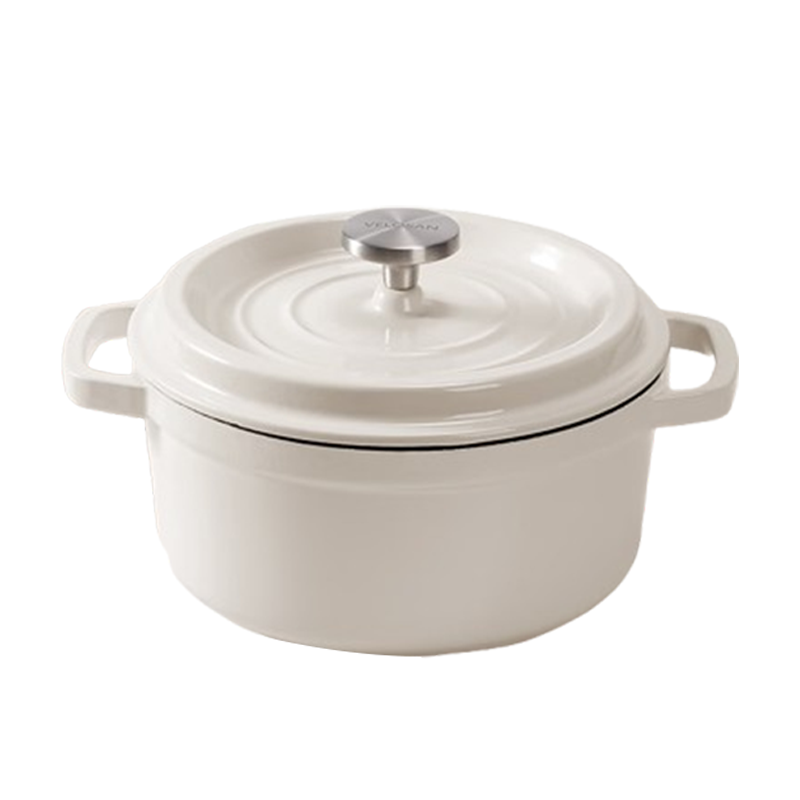 温仑山珐琅锅24cm大容量耐刮耐磨汤锅潘朵拉系列白色VE033