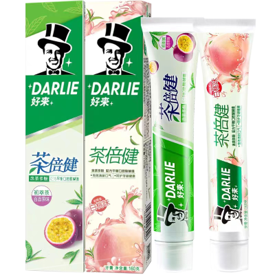 好来茶倍健牙膏160g白桃牙膏家用百香果味白桃味男士成人专用含氟