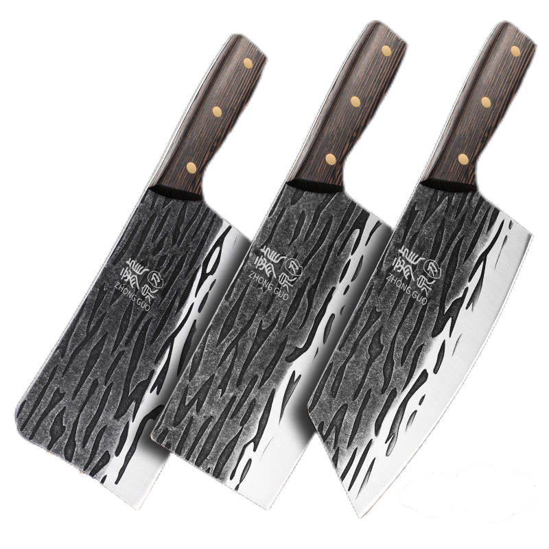 锻打龙泉菜刀套装家用超快锋利厨师专用切肉切片砍骨刀具厨房W8169