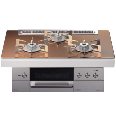 日本原装进口RINNAI/林内燃气灶嵌入式烤箱灶DELICIA香槟金色RHS71W31E12RCASTW-13A 天然气