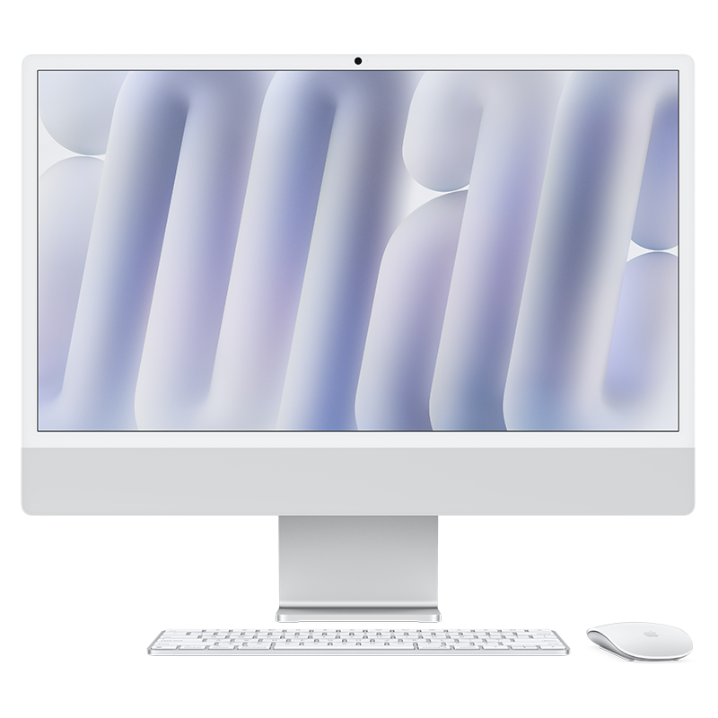 Apple/苹果AI电脑/2024款 iMac 24英寸银色4.5K屏 M4(10+10核) 24G 512G一体式电脑